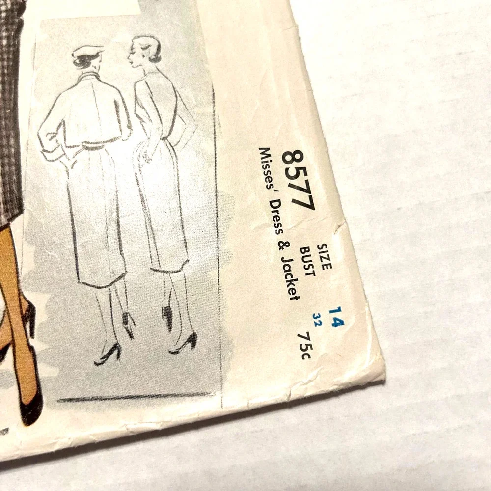 McCalls Vintage 1950's‎ Pattern #8577 Misses Dress and Jacket Size 14 HTF